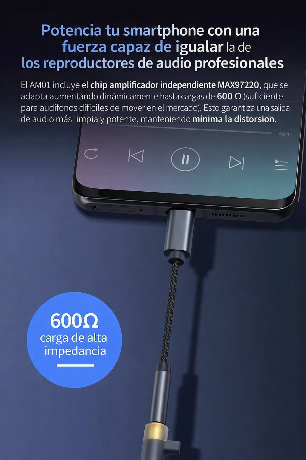 🚀 KZ AM01 – Adaptador de Audio USB Tipo C a 3.5 mm Hi-Fi DAC 32bit/384kHz