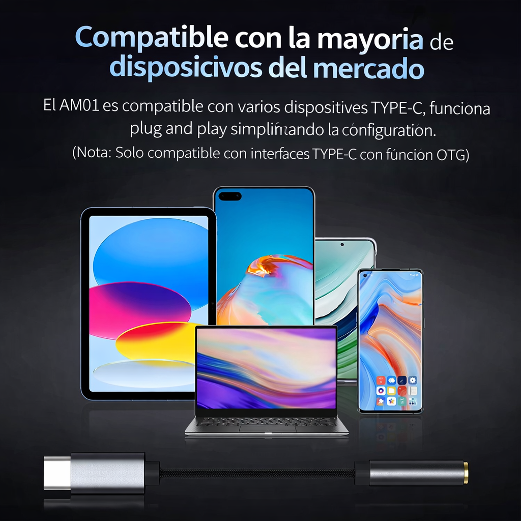🚀 KZ AM01 – Adaptador de Audio USB Tipo C a 3.5 mm Hi-Fi DAC 32bit/384kHz