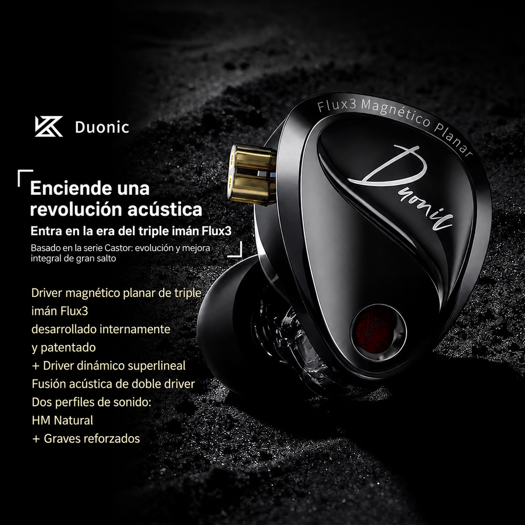 🚀 KZ Duonic – Audífonos Hi-Fi In-Ear con Driver Planar Magnético Triple Imán + Driver Dinámico Super Lineal